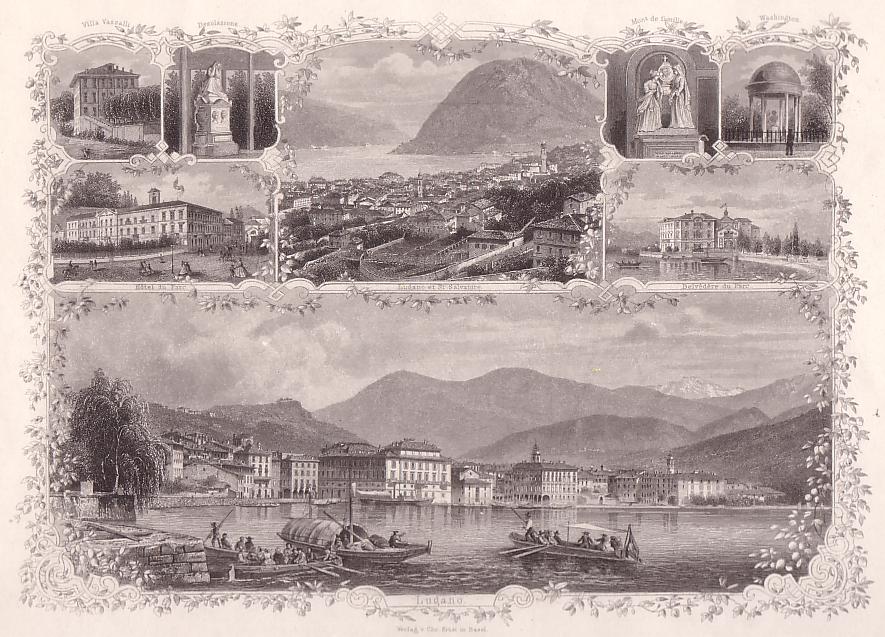 Souvenir di Lugano riportante una serie di vedute 1867