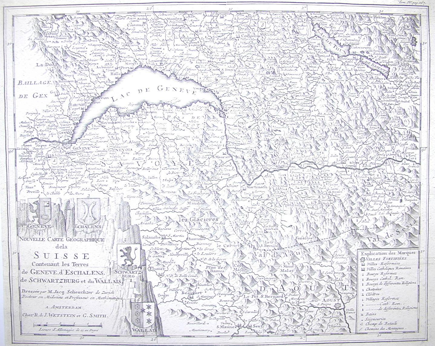 Svizzera: terre di Ginevra e Vallese 1650 ca.