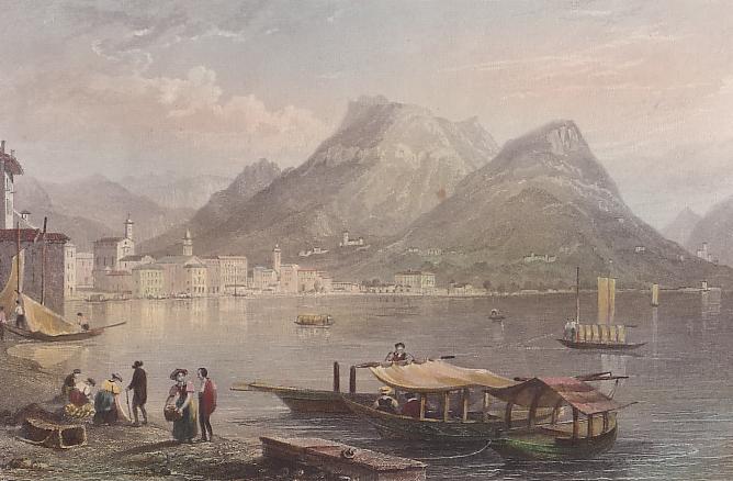 Lugano dalla riva verso levante vicino chiesa S. Elisabetta 1835