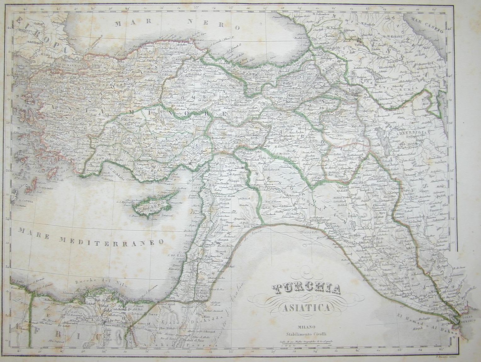 Turchia, Asia Minore e Cipro 1850 ca.