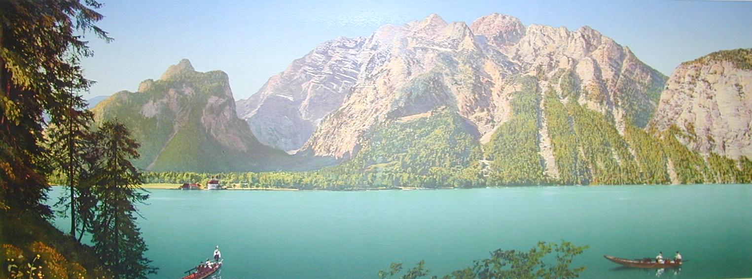 Veduta di un lago Bavarese fine '800